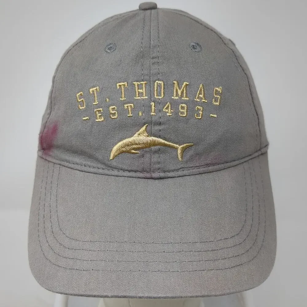 Ocean Blue Apparel St. Thomas Dolphin Gray One Size Baseball Cap Hat Embroidered